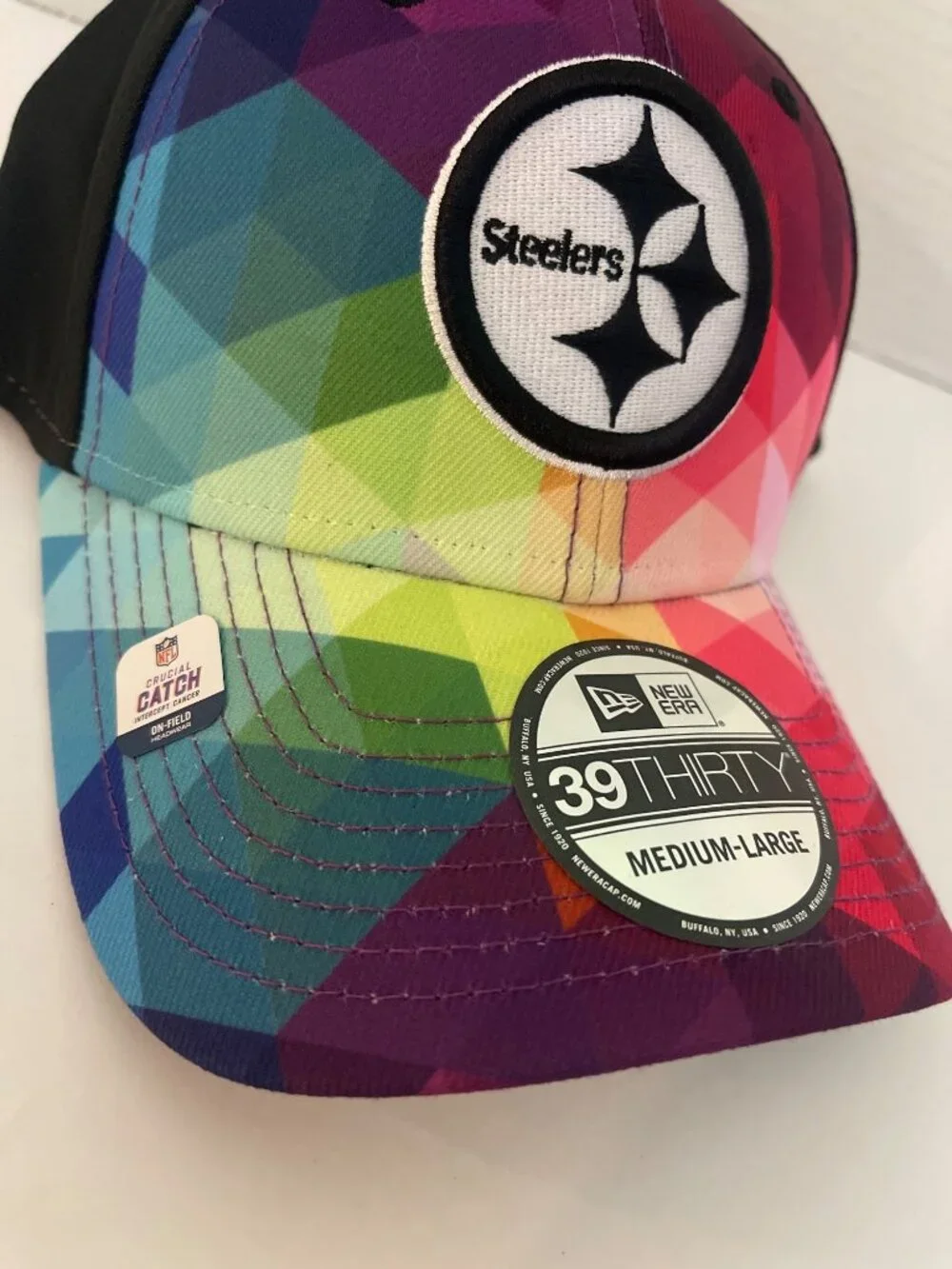 New Era 39Thirty NFL Pittsburgh Steelers Crucial Catch Flex Fit Hat Cap Size M/L